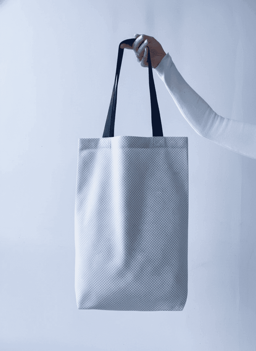 Gray Polka Dot Double-Knit Tote Bag