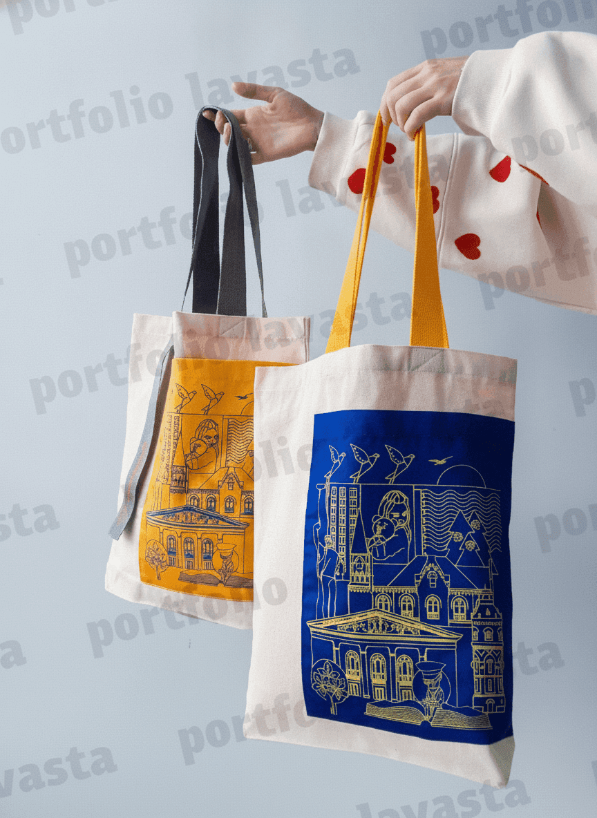 Eco Tote with Pocket & Colorful Handles