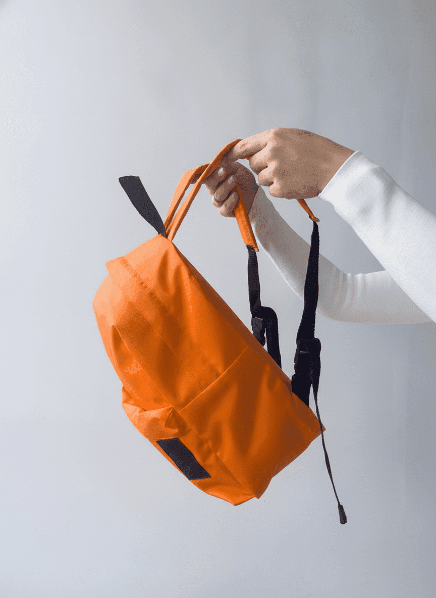 Orange Urban Backpack - Water-Repellent Raincoat Fabric