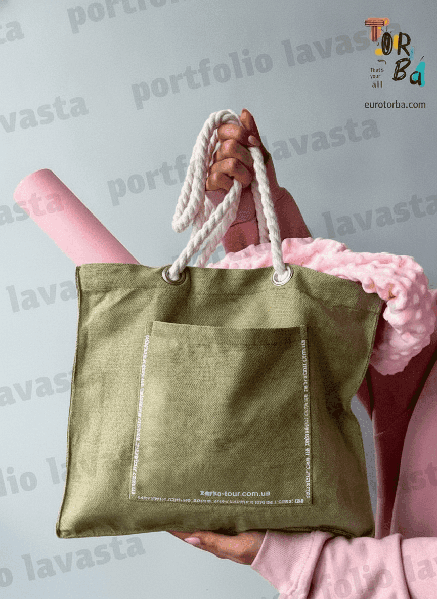 Canvas tote bag with pocket
