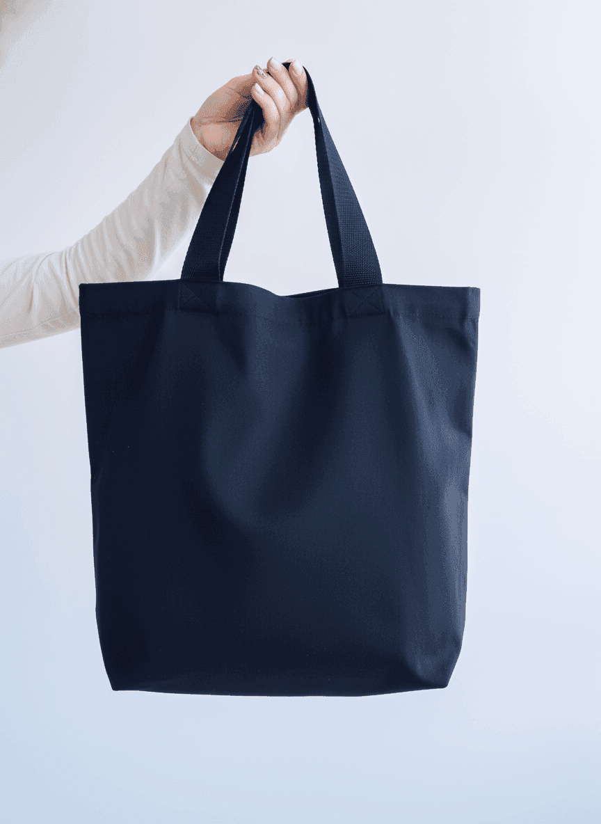Шопер із бавовняної саржі, довгі ручки, подвійне дно