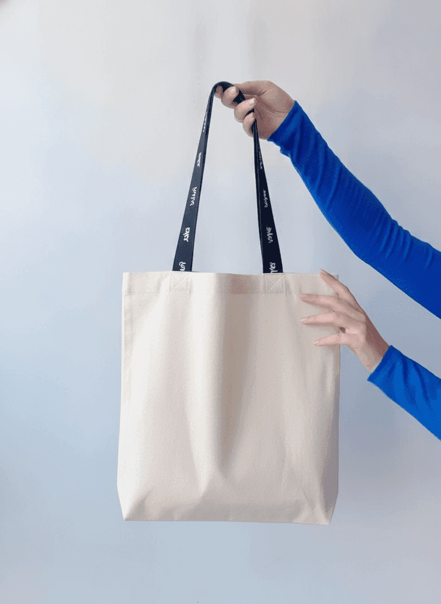 Tote Bag with Exterior Pocket & Long Green Strap