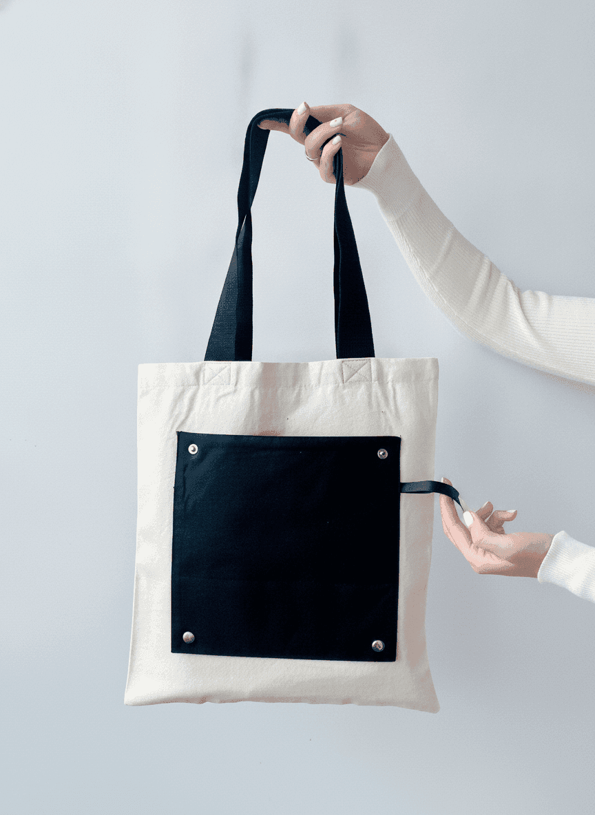 Light Beige Convertible Panama Straw Tote, Black Handles