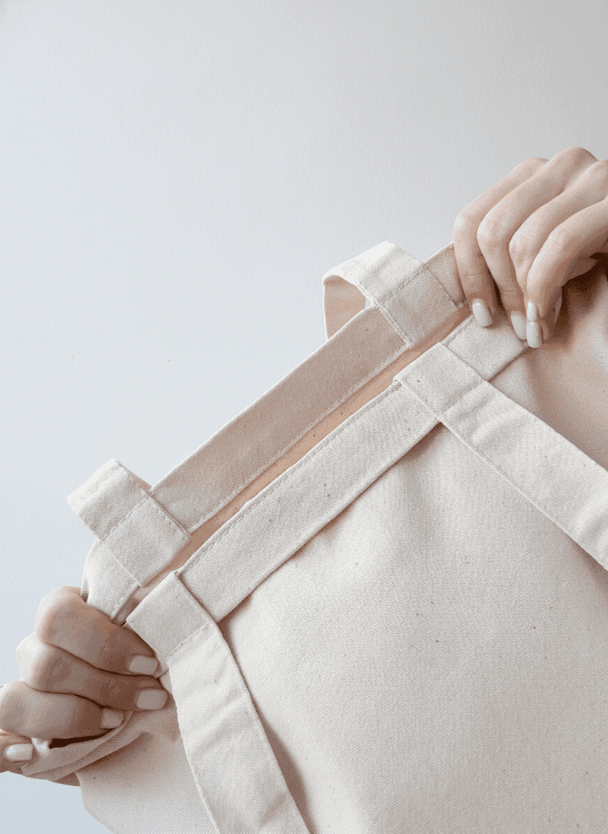 Light Beige Natural Fabric Zippered Bag