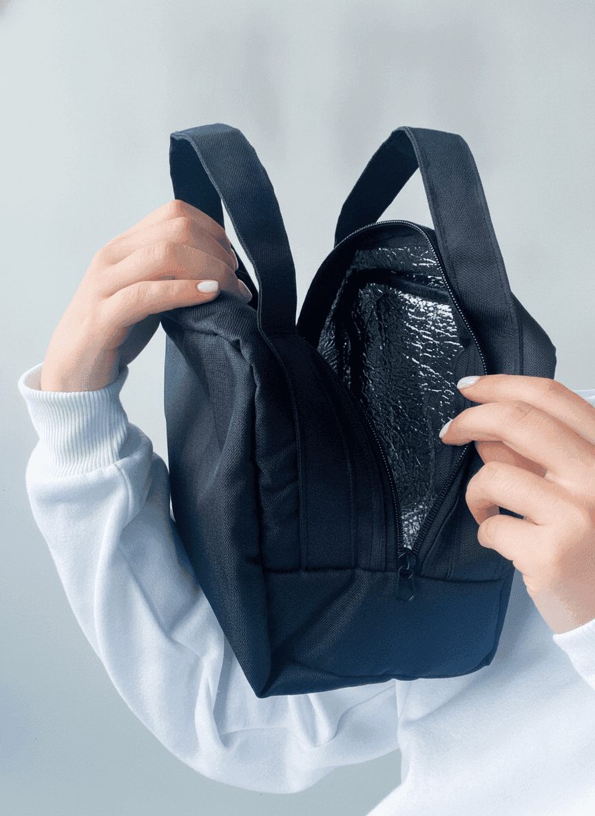 Black Horizontal Insulated Lunch Bag