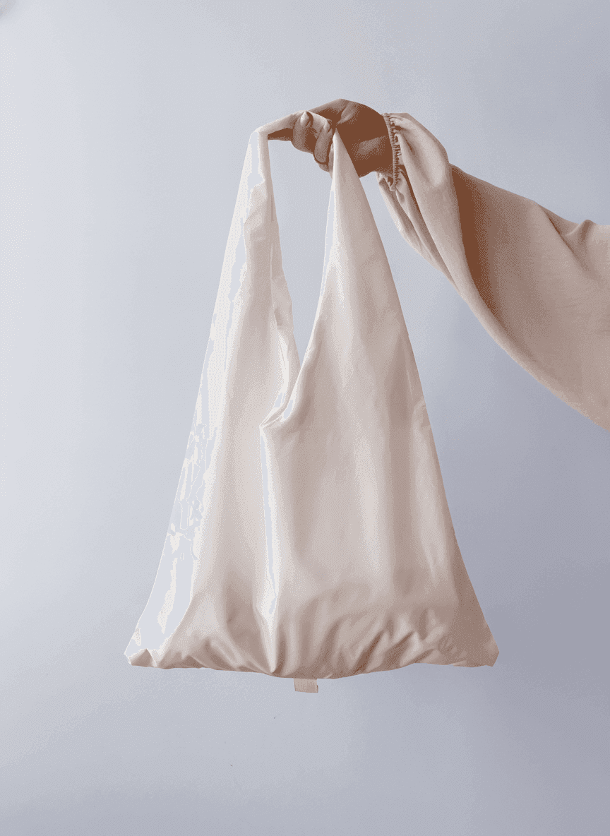 Light Beige Packable Tote Water-Resistant Nylon