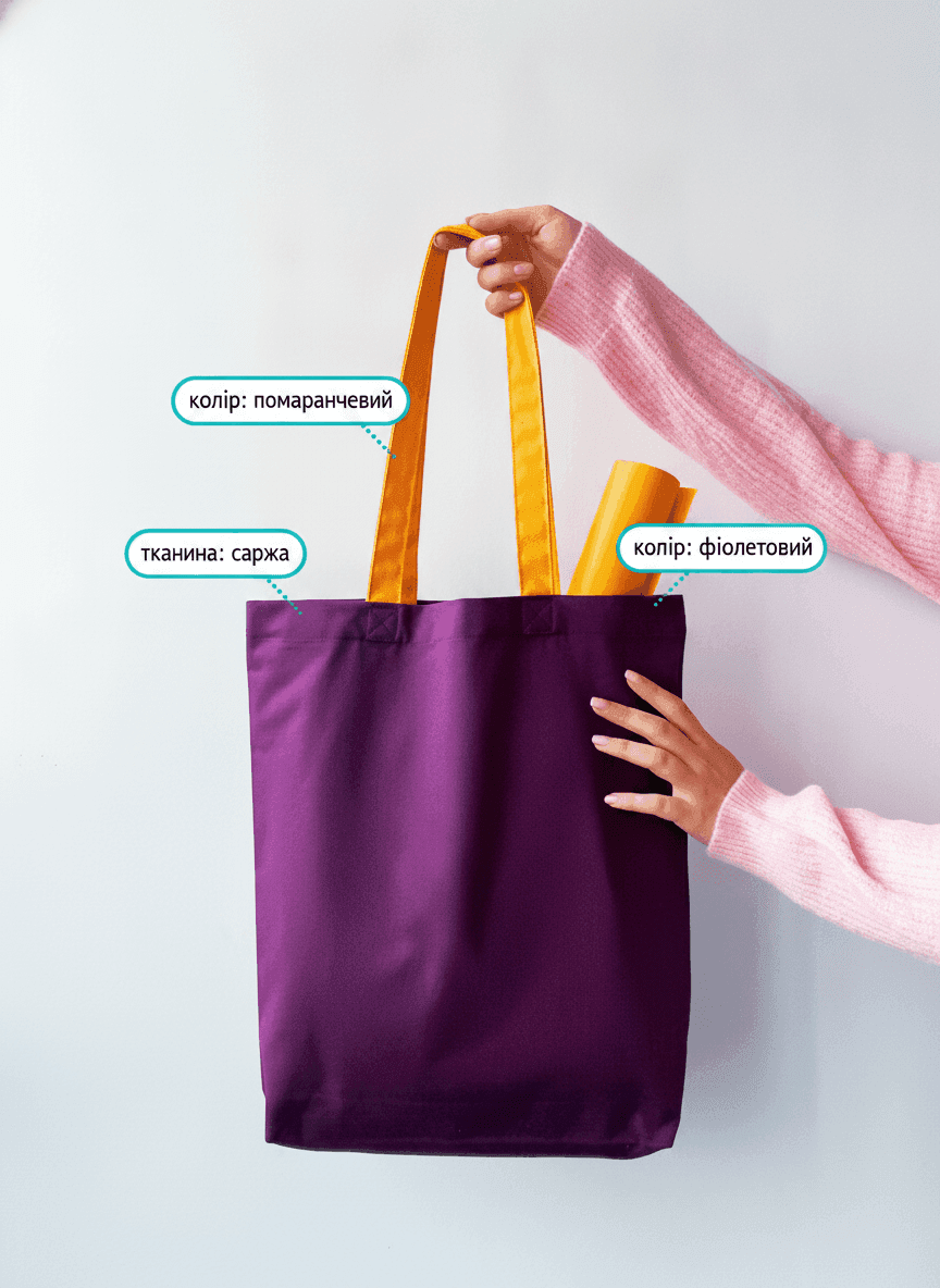 Heavyweight Cotton Tote Bag, Purple with Yellow Handles