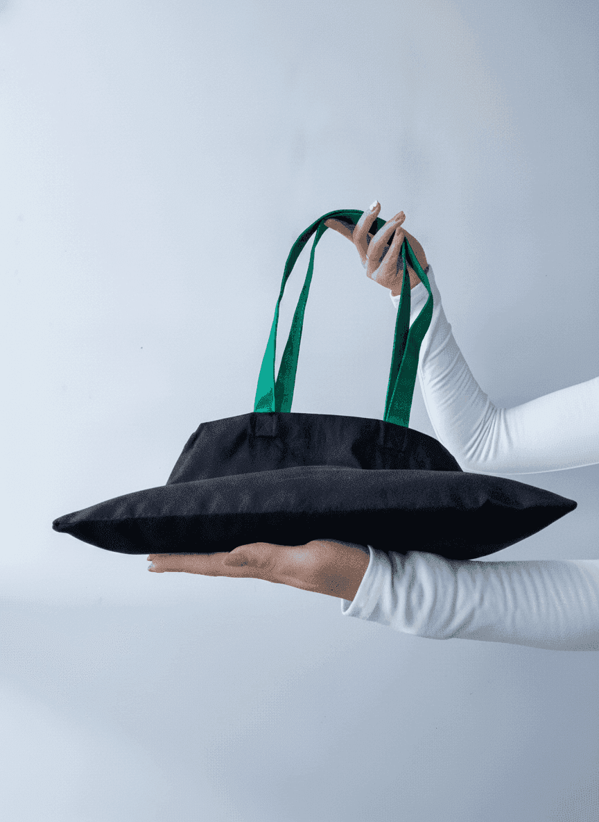 Heavy Cotton Twill Tote with Green Handles