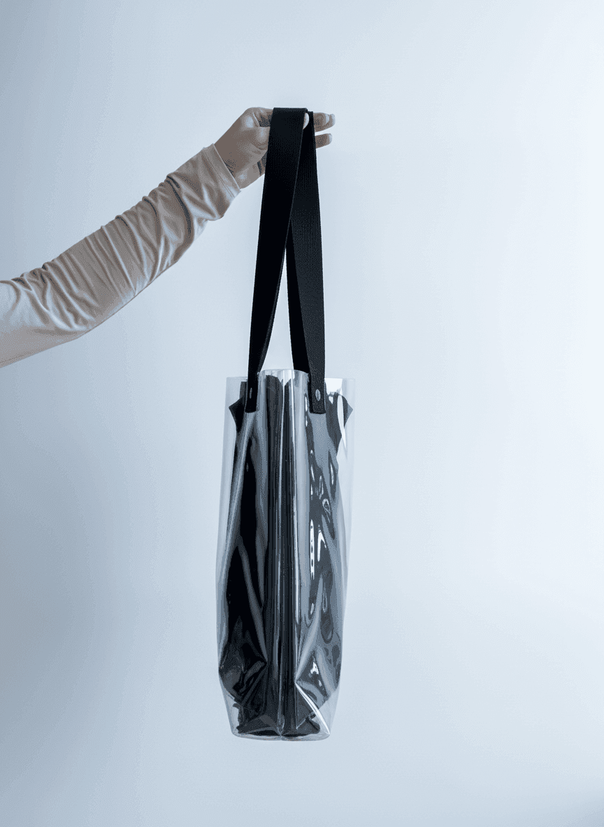 Прозрачный ПВХ тоут с прочными ручками-стропами для покупок