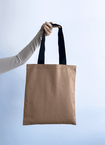 Шопер из хлопковой саржи с черными ручками, прочный