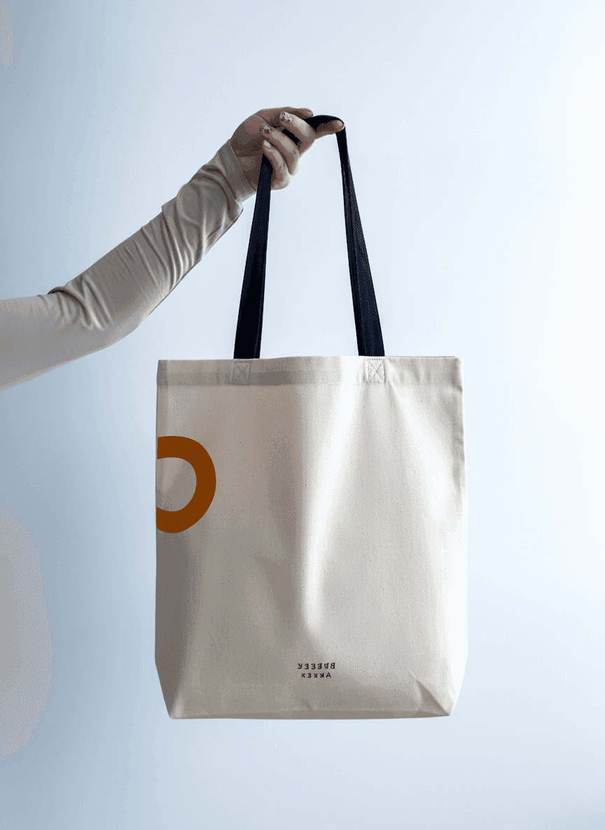 Книжний шопер із саржі для покупок з чорними ручками