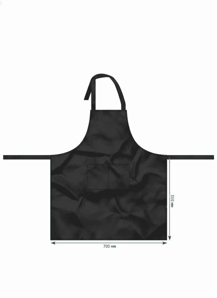 Black Gabardine Apron with Palyanytsia Print