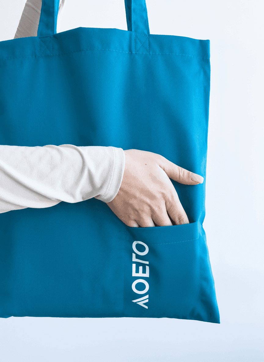 Шопер из хлопковой саржи с плечевыми ручками и карманом