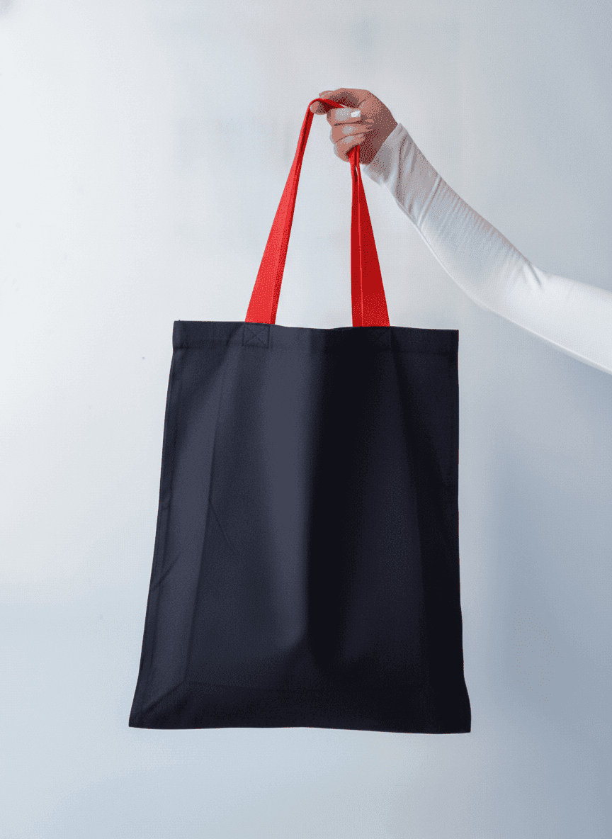 Heavy Cotton Twill Tote with Red Handles