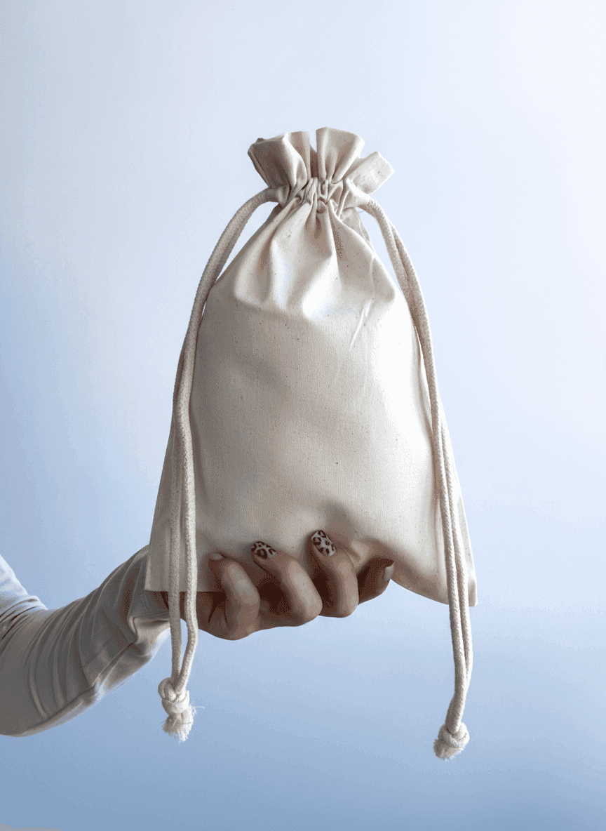 Плаский мішечок на кулісці з бязі для пакування