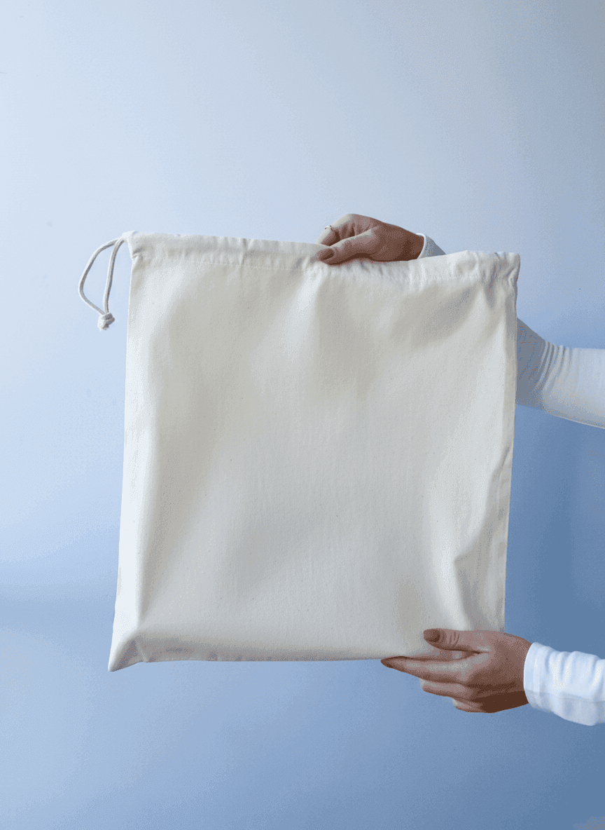Квадратный мешок на шнурке из бязи для покупок