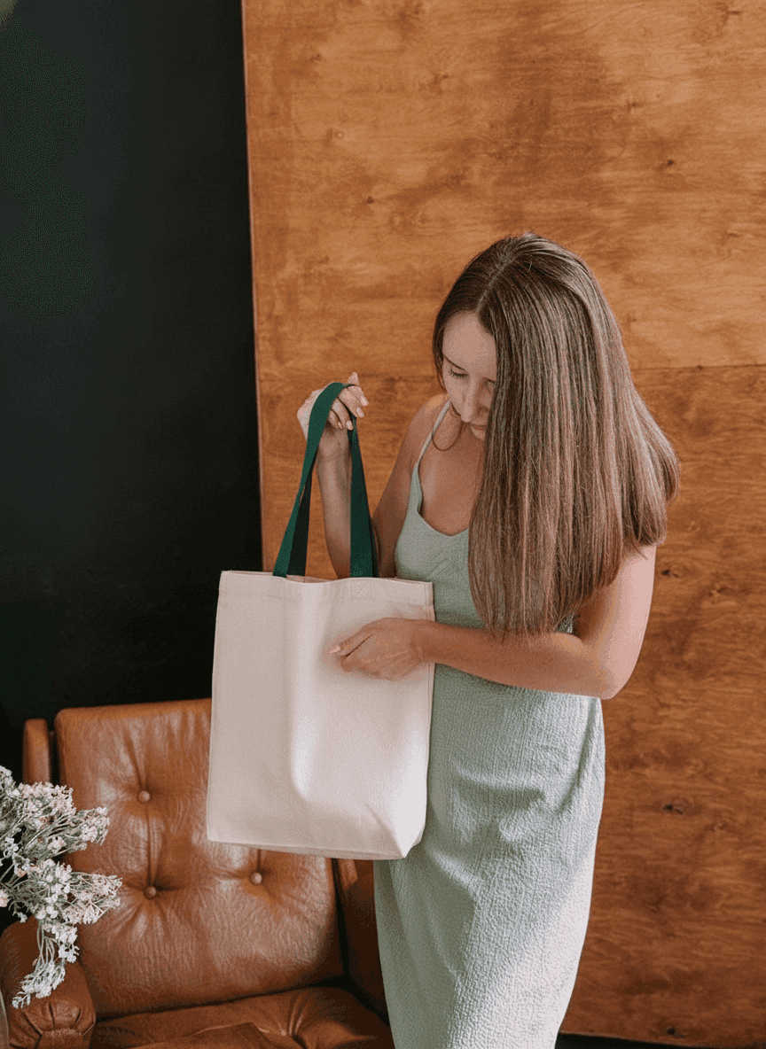 Twill Tote Bag with Exterior Pocket