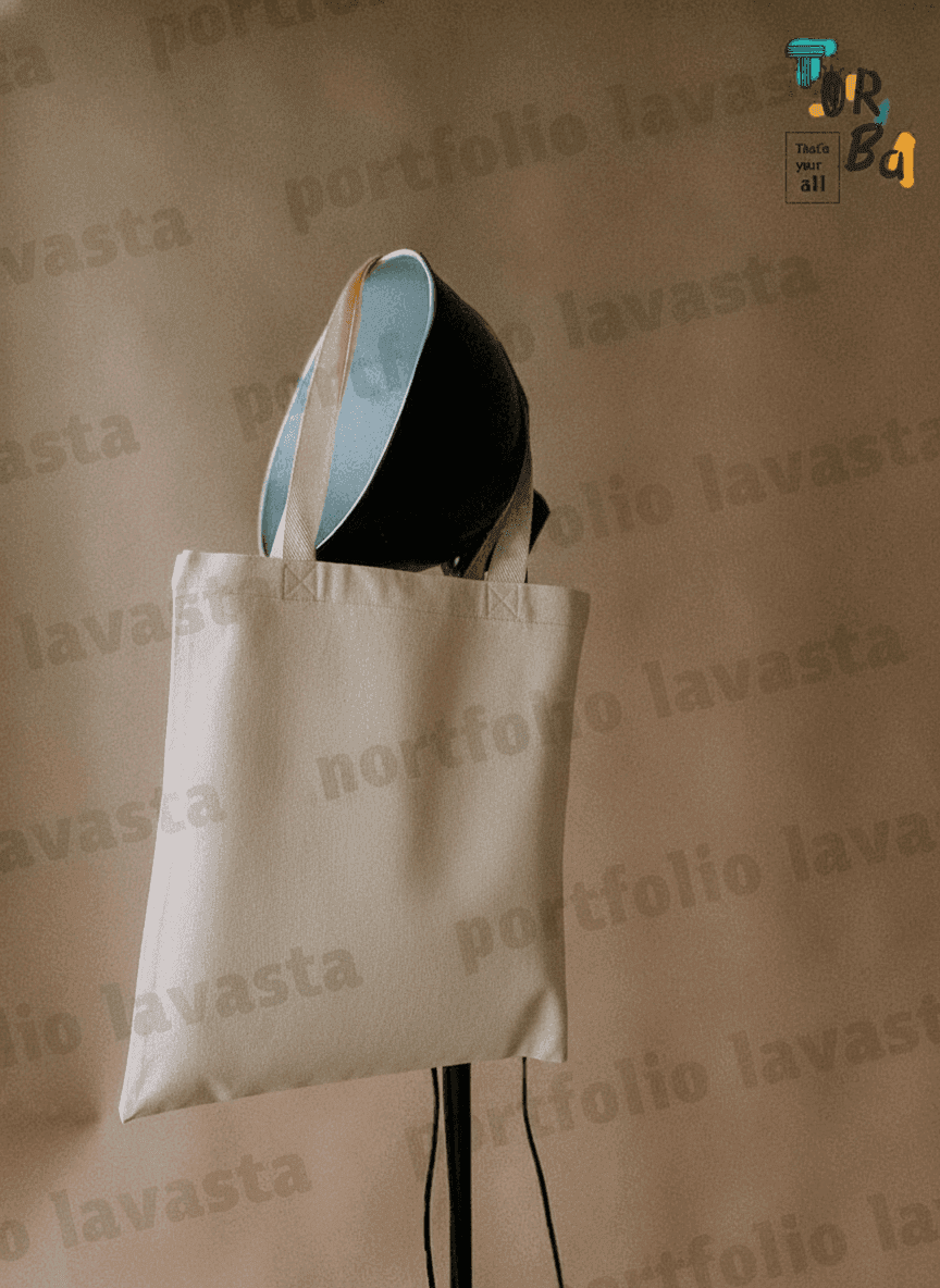 Eco tote bag with ribbon handles