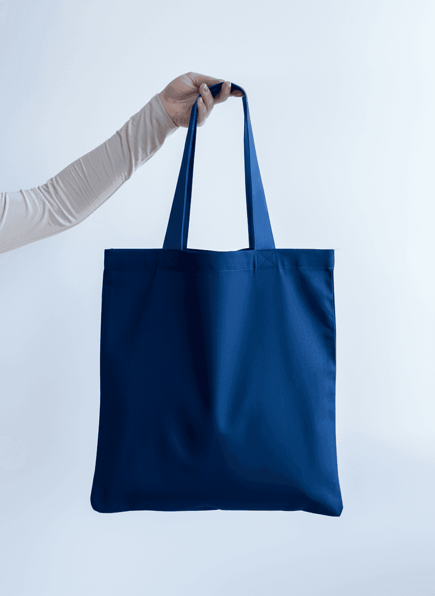 Вертикальный шопер из хлопковой саржи с длинными ручками