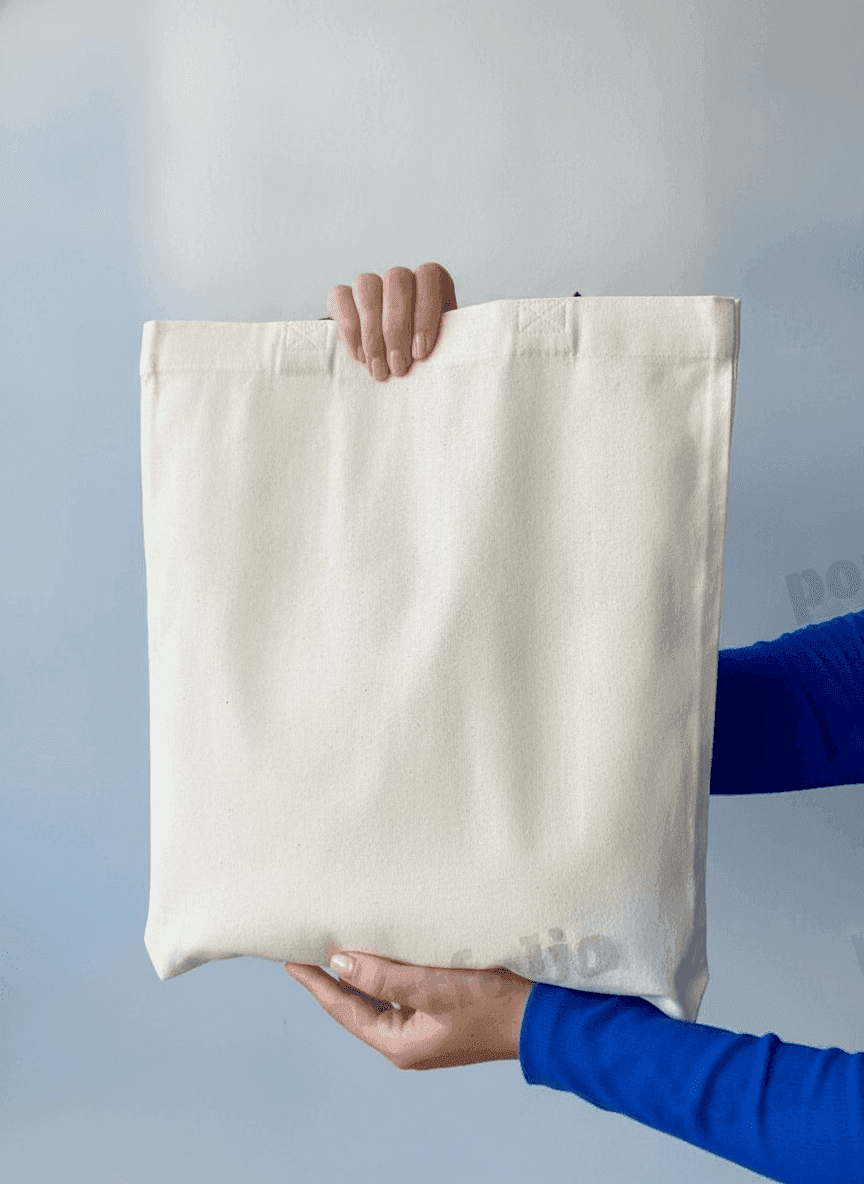 Tote Bag with Black Handles, Midweight Fabric