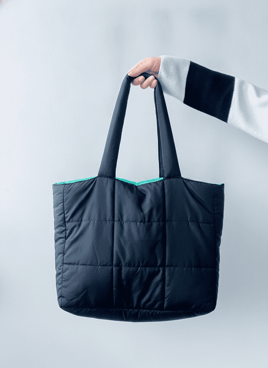 Black Winter Quilted Tote Bag