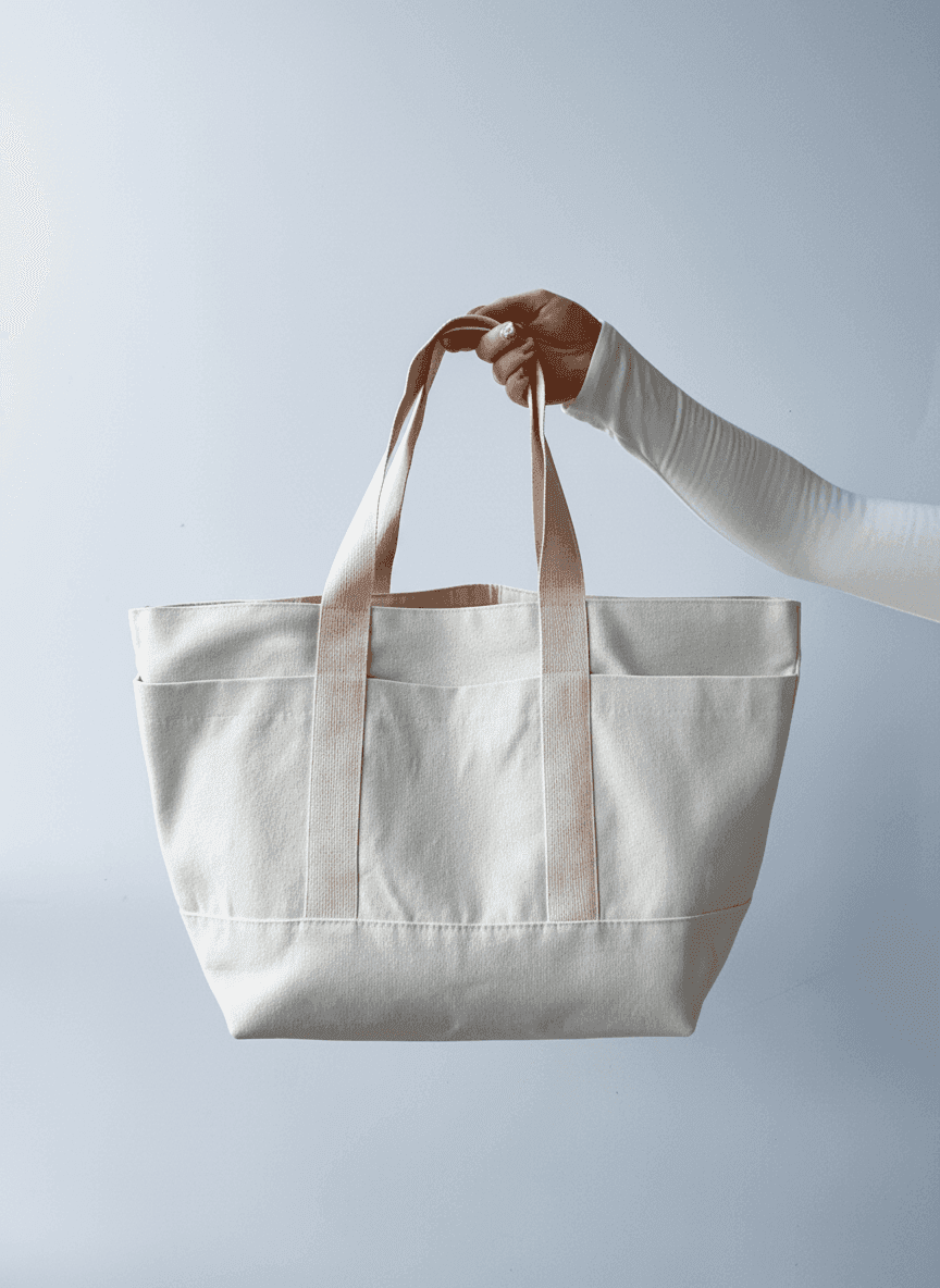 Шопер трапеция из фильтрканваса, нашивные ручки для покупок