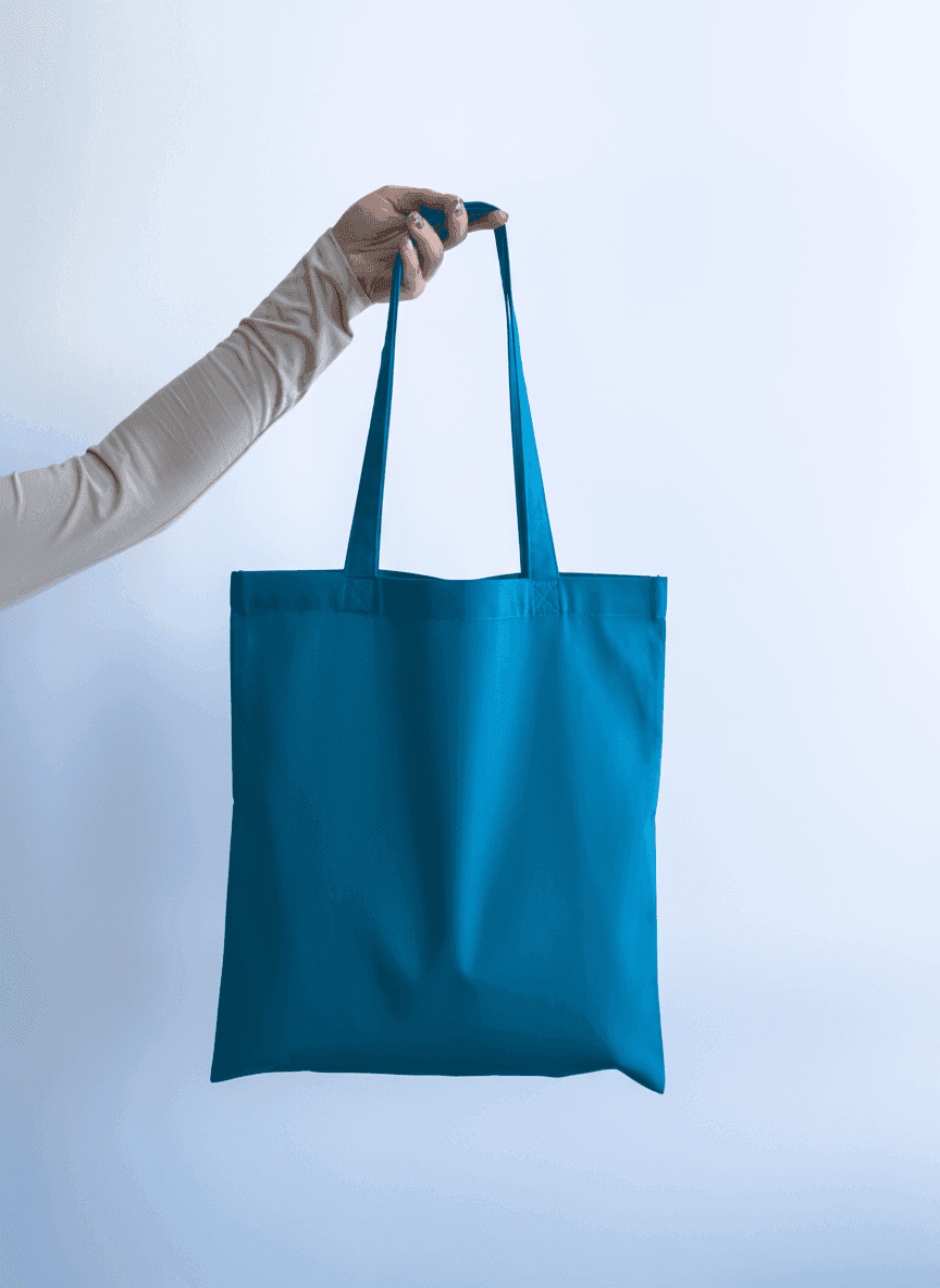 Шопер из хлопковой саржи с плечевыми ручками и карманом