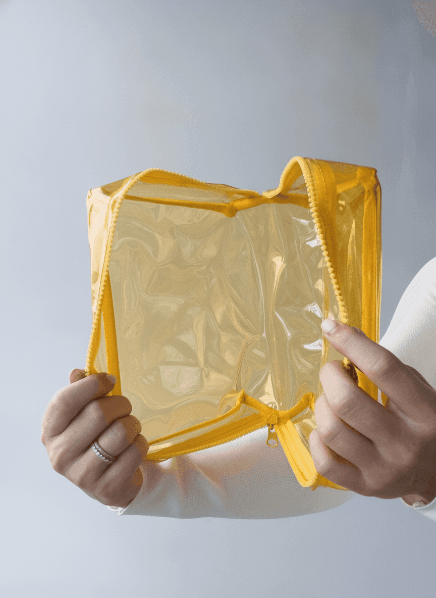 Clear Yellow PVC Makeup Bag, Waterproof
