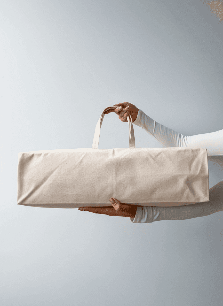 Шопер из саржи натурального хлопка с тканевыми ручками — элегантный экологичный аксессуар для покупок и ежедневного использования без печати размер: 50см х 35см х 14см