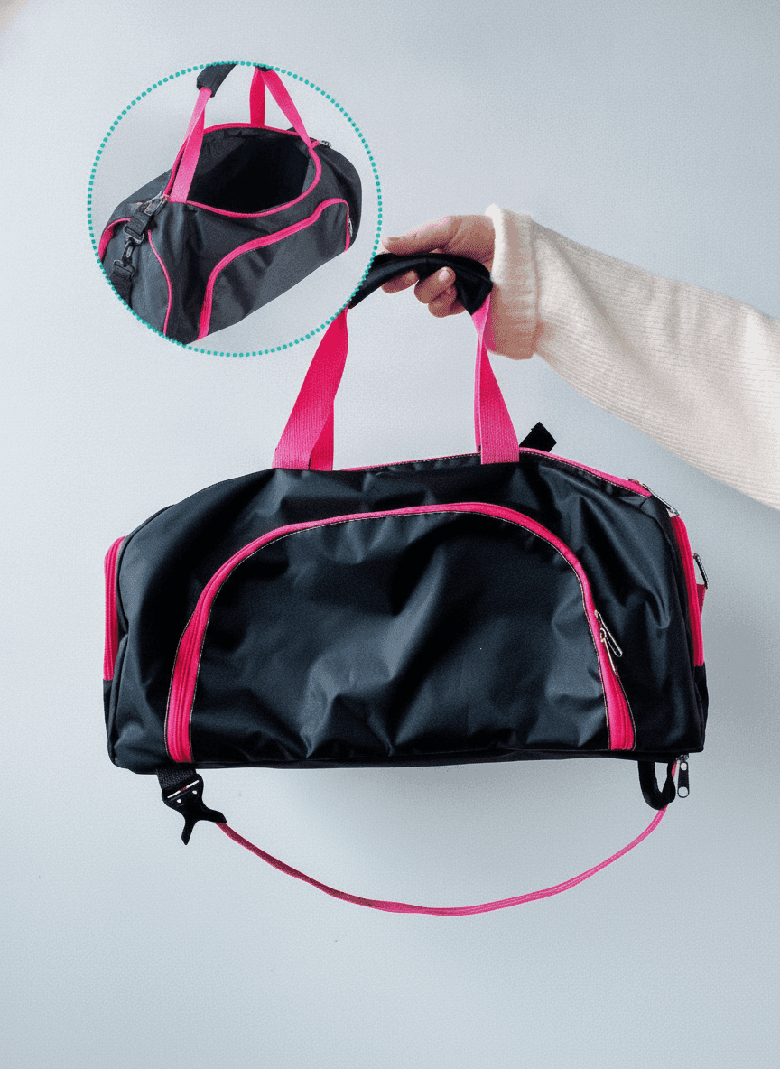 Black Gym Backpack with Pink Accents