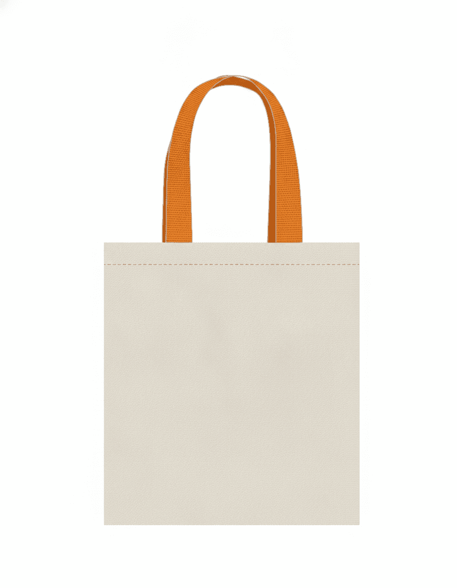 Natural Tote Bag with Pocket & Orange Handles