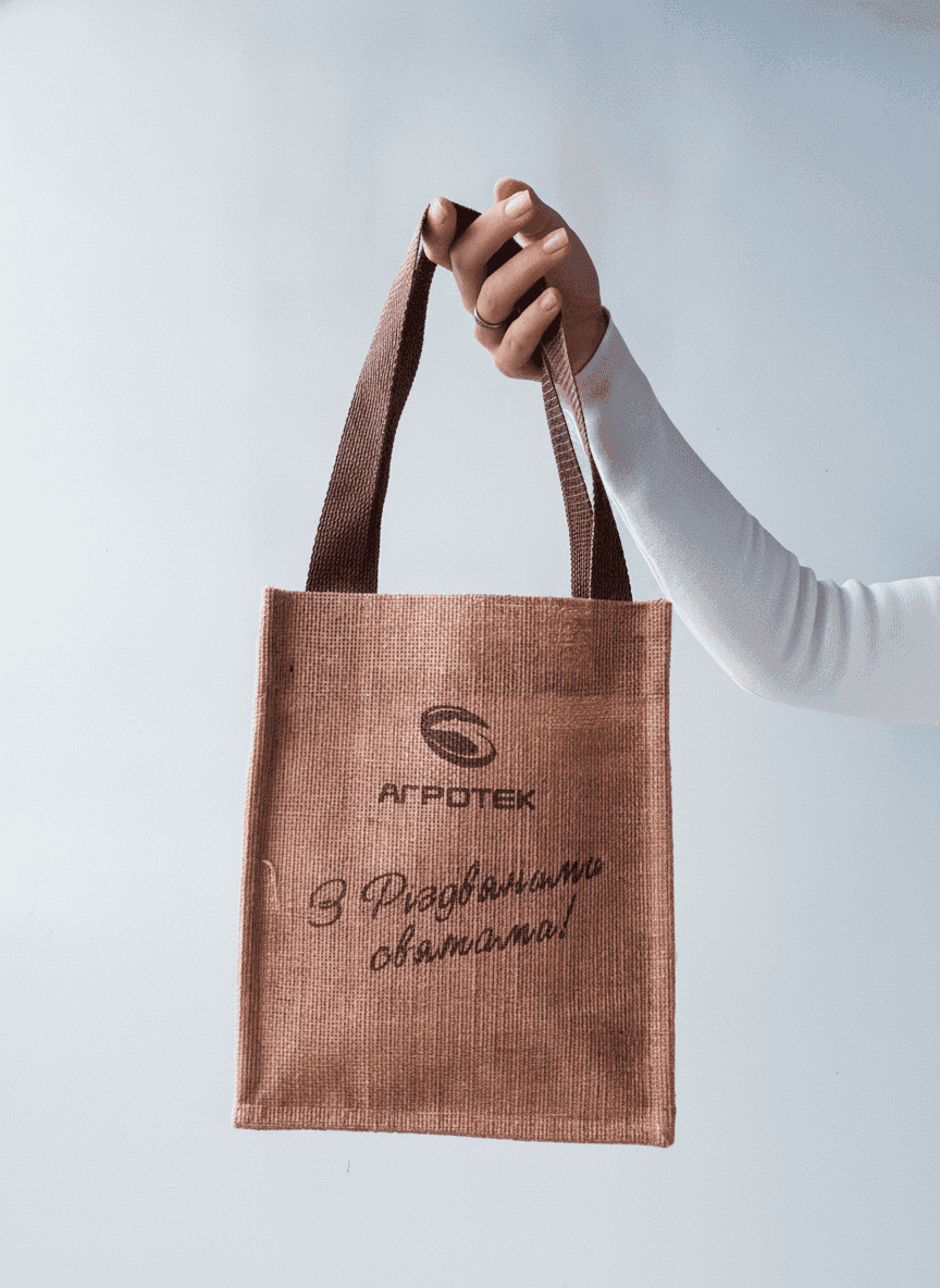 Brown Laminated Jute Tote Bag