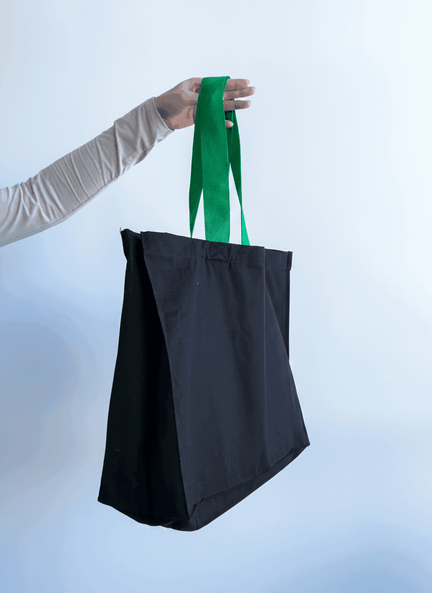 Тоут із бавовняної саржі з бірюзовими ручками для покупок