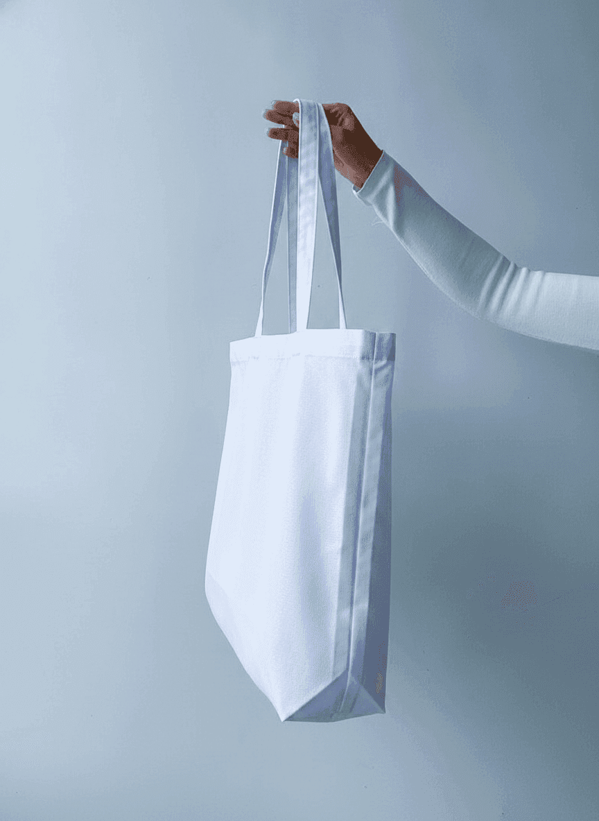 Durable White Twill Tote with Side Panels