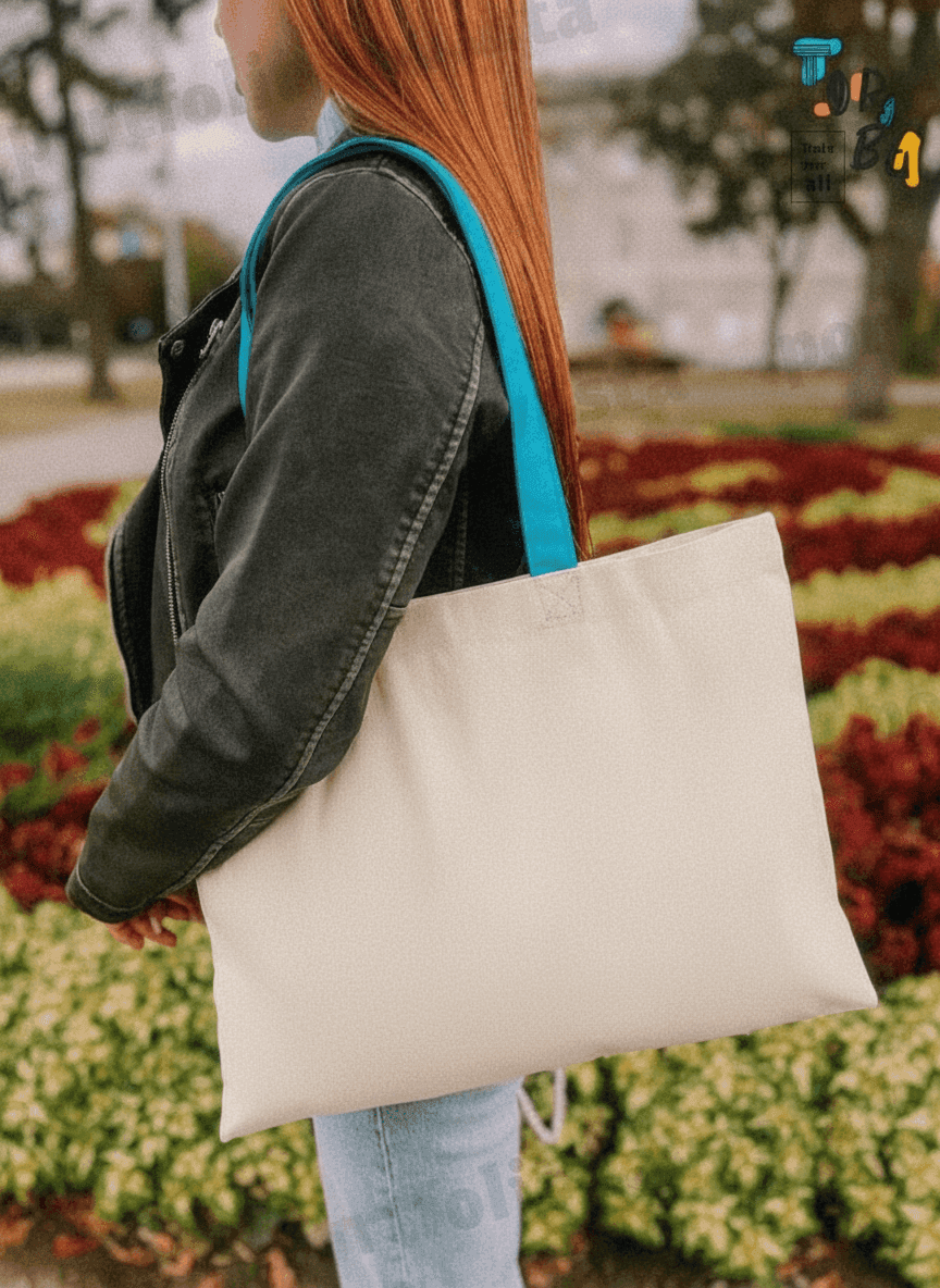 Midweight Tote Bag with Blue Handles