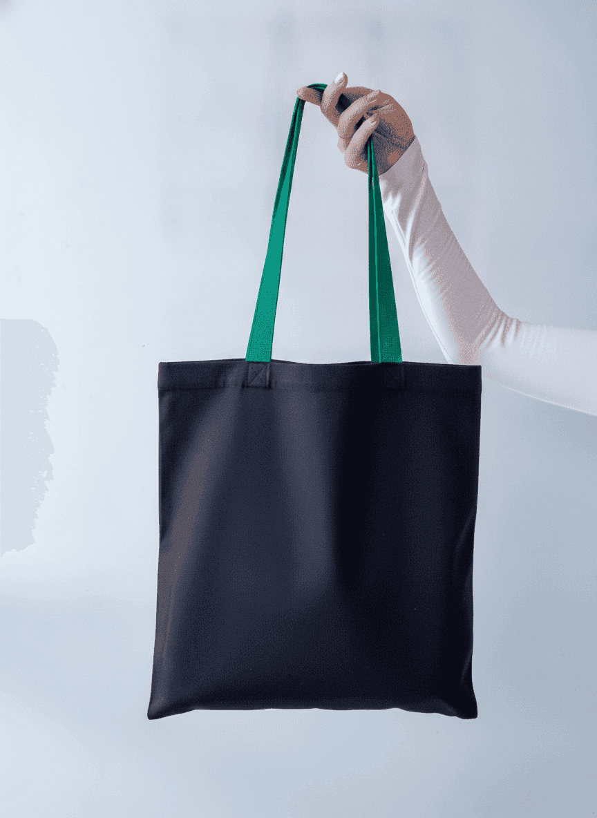 Heavy Cotton Twill Tote with Green Handles