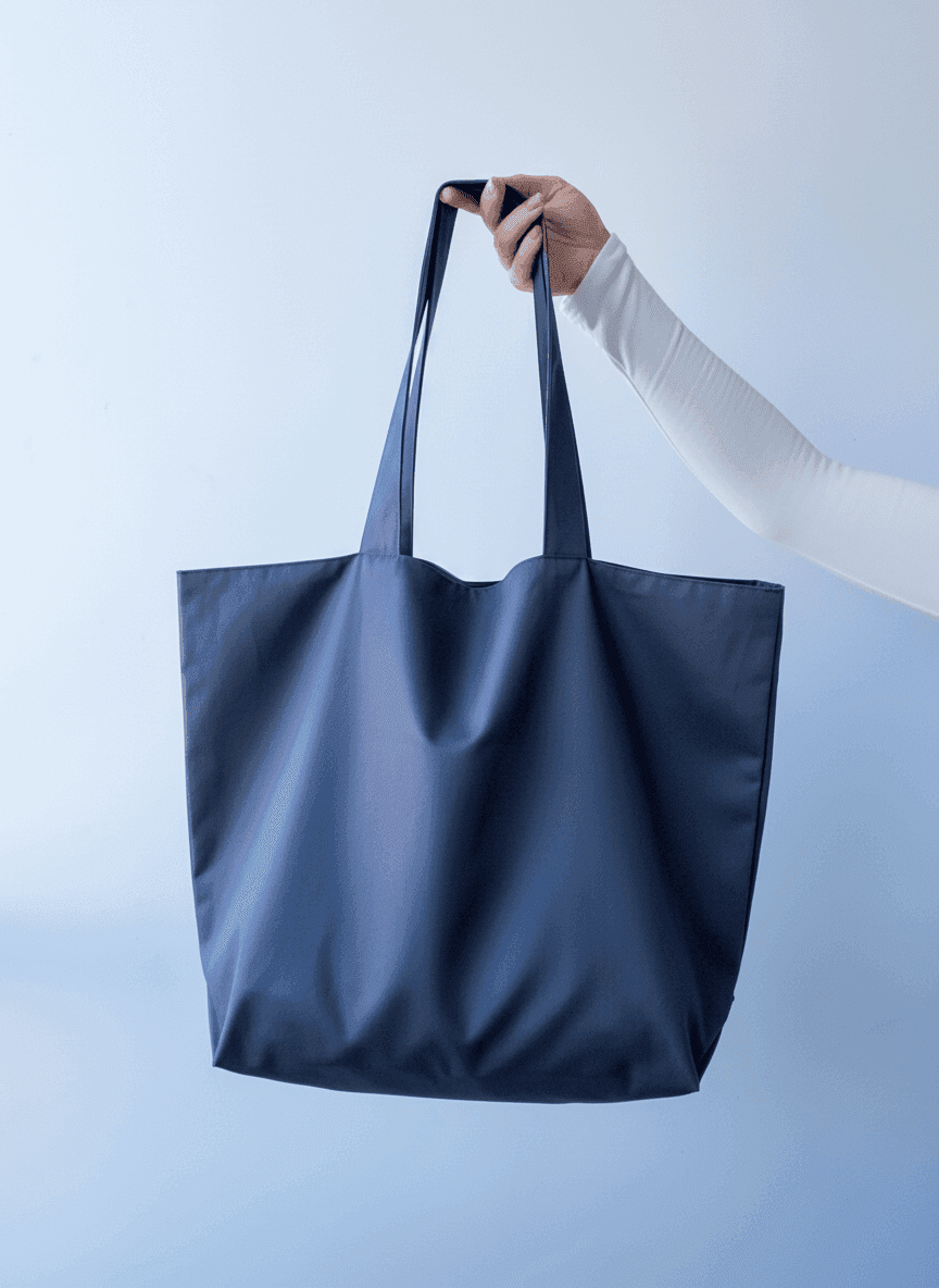 Шопер із бавовняної саржі з напускними ручками для покупок