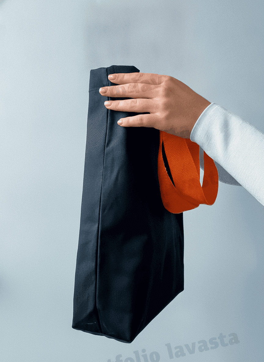 Lavasta tote bag with orange handles and pocket