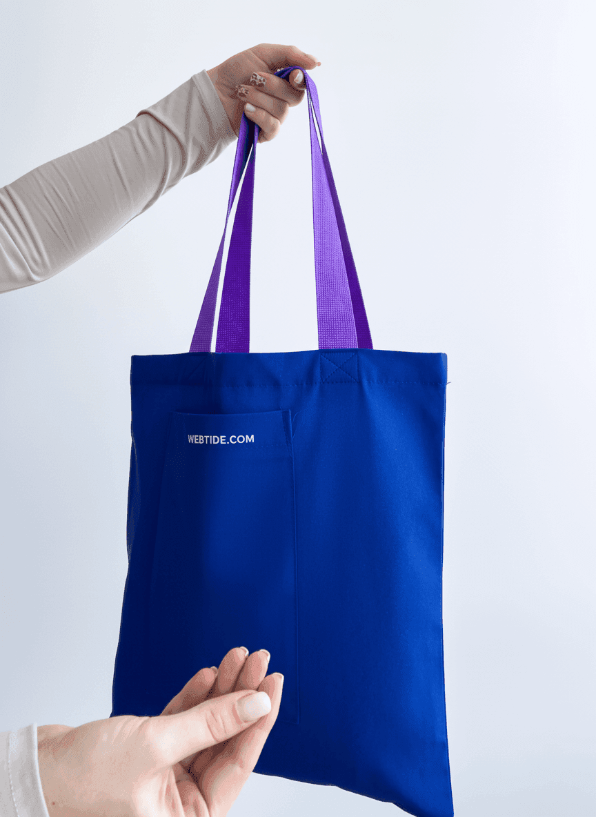 Шопер із бавовняної саржі з довгими ручками для покупок