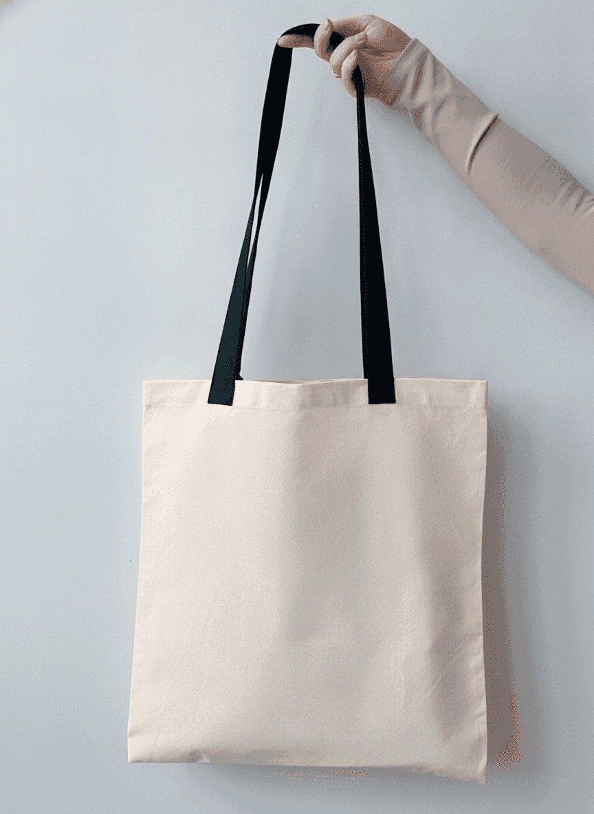 Eco-friendly tote bag with black handles