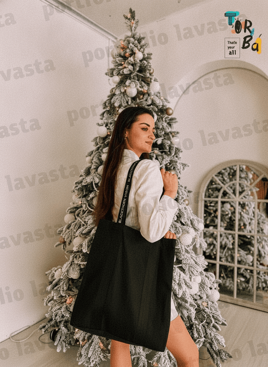 Lavasta Tote Bag with Panels & Sewn-On Handles