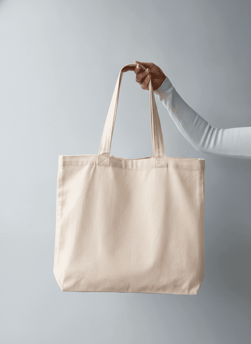 Beige Twill Shopper Tote