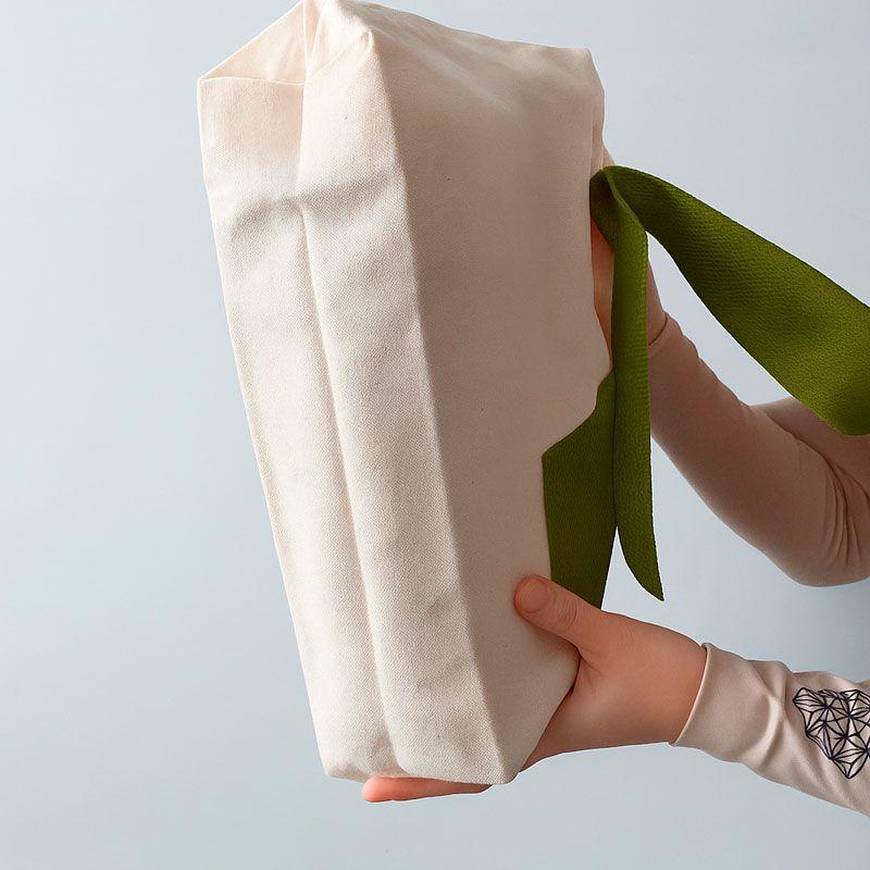 Экошоппер из двунитки с оливковыми ручками и карманом — прочная хлопковая сумка для покупок и повседневного использования без печати Размер: 38см х 42смх 7см