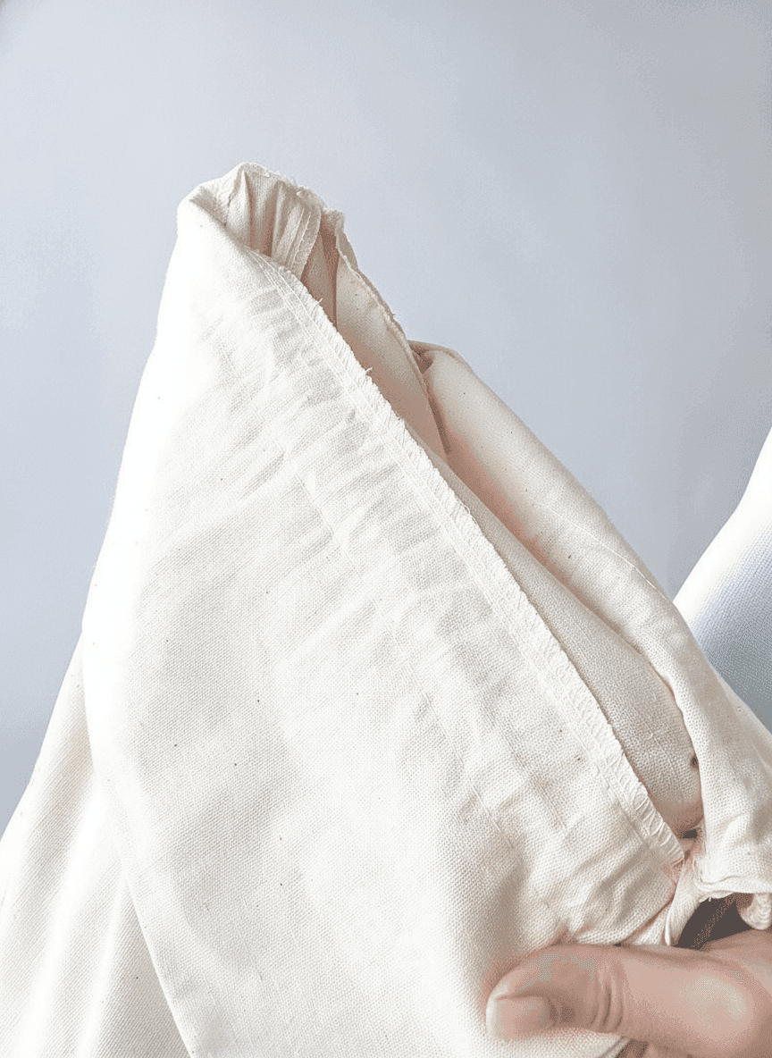 Natural Drawstring Pouch with Ruffle