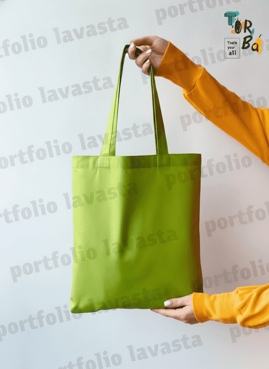 Thin Cotton Tote Bag Green Apple