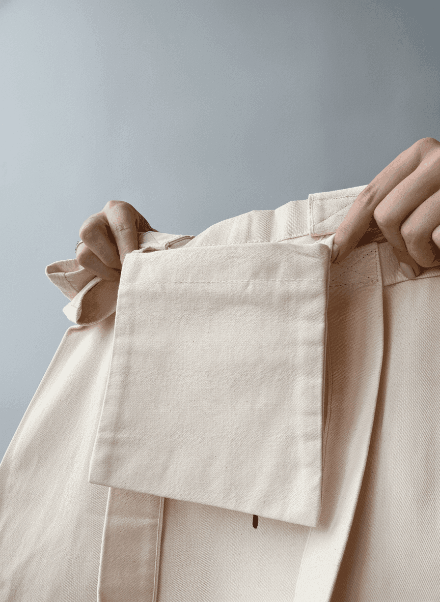 Beige Twill Shopper Tote