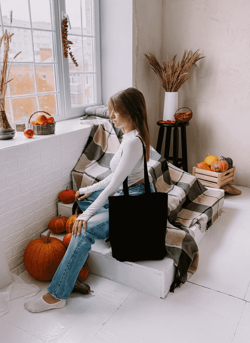 Шопер із бавовняної саржі з подовженими плечовими ручками — стильний міцний еко-аксесуар для покупок і щоденного використання без друку розмір: 37см х 41см х 7см