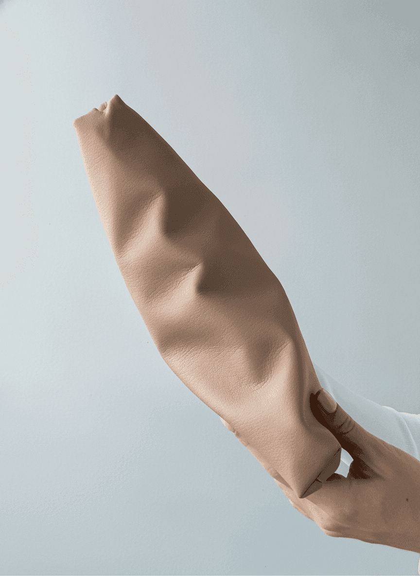 Beige Vegan Leather Makeup Bag with Magnetic Closure