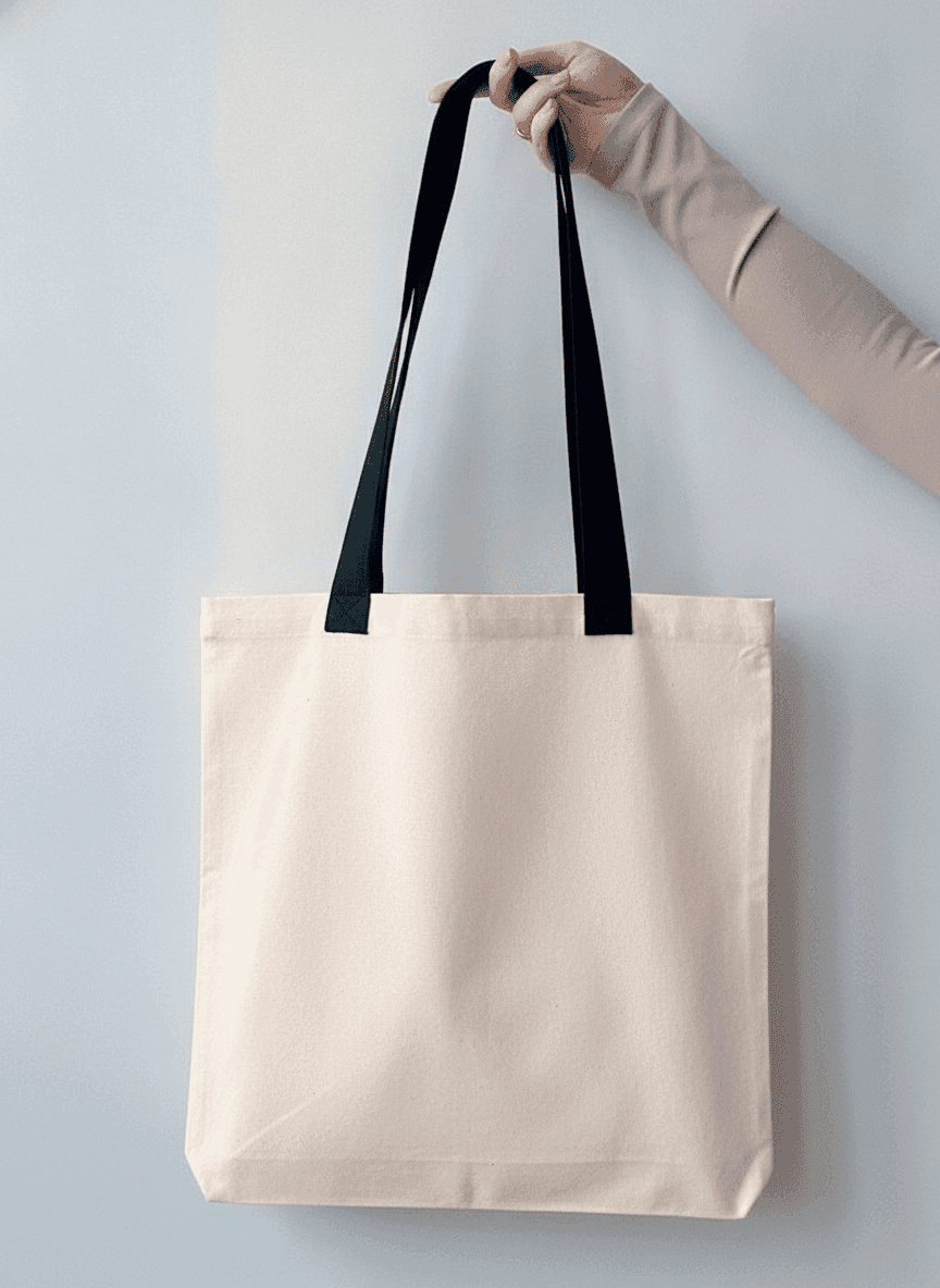 Eco-friendly tote bag with black handles