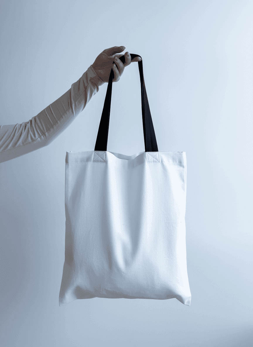 Шоппер из хлопковой саржи с черными ручками для покупок